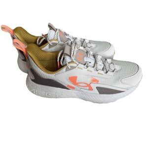 NEW Under Armour HOVR Mega 2 MVMNT Sportstyle Cushion Shoes Grey Orange SZ 11.5